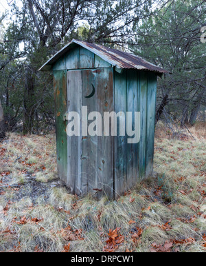 old wooden outhouse Stock Photo
