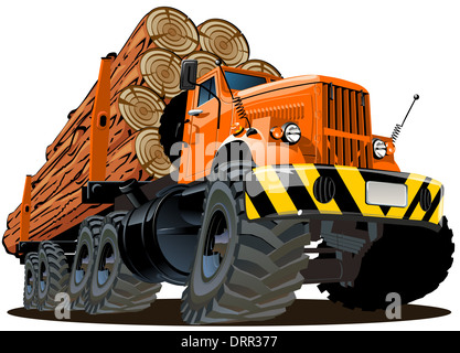 cartoon logging truck Stock Photo