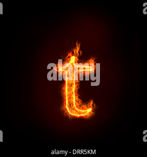 fire alphabets, small letter t Stock Photo