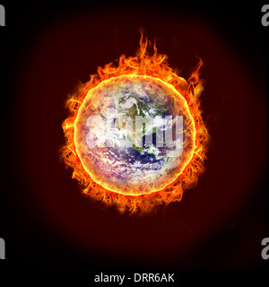 global warming, earth on fire Stock Photo
