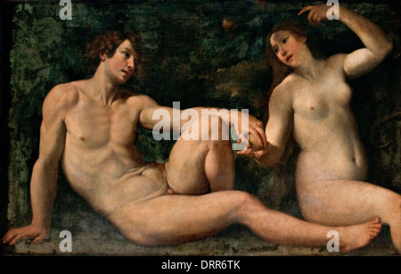 Adam and Eve in the Garden of Eden by Francesco Albani 1578-1660 Italy Italian Stock Photo