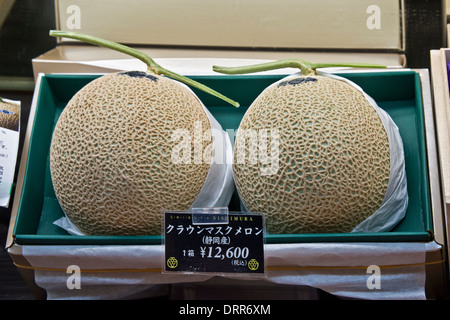 Two Melons in Gift Box, Tokyo, Japan Stock Photo