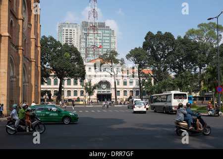 View to Saigon Central Post Office Ho Chi Minh City Stock Photo