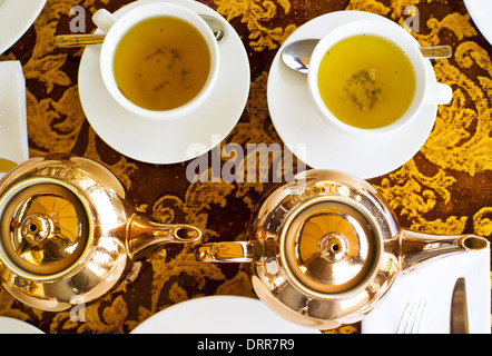 two antique tea pots Stock Photo