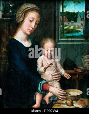 Madonna and Child with the Milk Soup1520 Gerard David 1450–1523 Flemish Belgian Belgium Dutch Netherlands Stock Photo