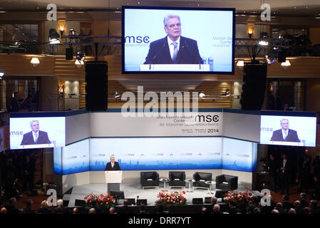 Munich, Germany. 31st Jan, 2014. German President Joachim Gauck speaks during the opening ceremony of the 50th Munich Security Conference in Munich, Germany, on Jan. 31, 2014. The 50th Munich Security Conference kicked off Friday afternoon in southern German city of Munich, and run through Sunday. © Zhang Fan/Xinhua/Alamy Live News Stock Photo