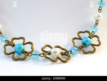Original Hand made necklace on a white background Stock Photo
