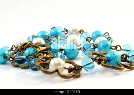 Hand made necklace on a white background Stock Photo