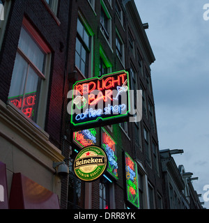 Neons in Red Light District in the evening, city of Amsterdam, Holland, Netherlands. Stock Photo
