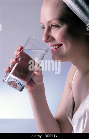 Young Woman drinking water Stock Photo