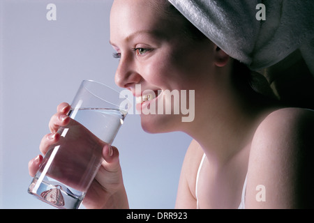 Young Woman drinking water Stock Photo