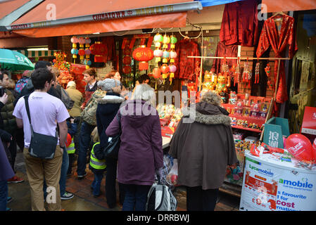London UK, 31th January 2014: Shopper buying foods at the Supermarket in London Chinatown for the celebration Chinese new Year of horse. Credit:  See Li/Alamy Live News Stock Photo
