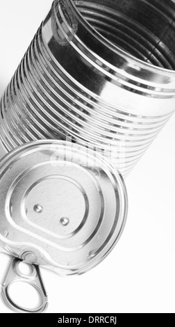 Image of tin can with ring pull lid removed. Stock Photo