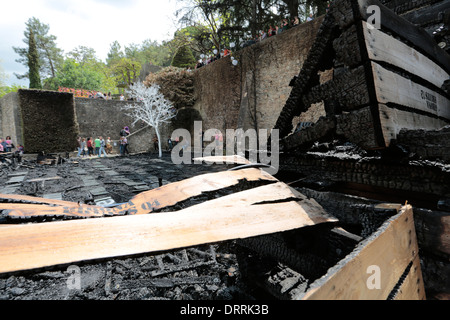 Girona Flower Show - display that was set on fire by arsonists in 2013 and left to be seen by the public as part of the show Stock Photo