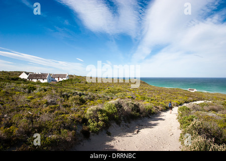 Path down to the Indian Ocean coast of the De Hoop Nature Reserve near Arniston in Western Cape South Africa Stock Photo