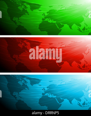 Set of  banners with world map Stock Photo