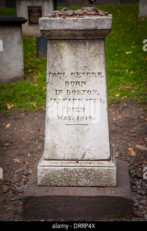Grave of Paul Revere in Granary Burying Ground, Boston Massachusetts, USA Stock Photo