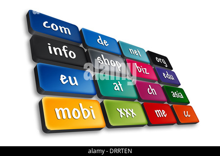 Worldwide Top Domains Stock Photo