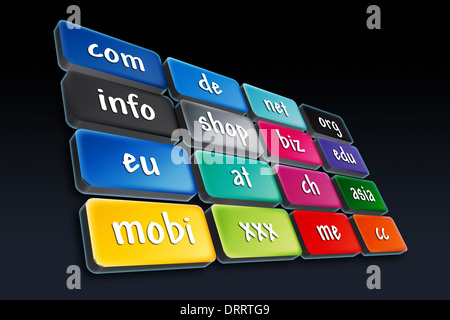 Worldwide Top Domains Stock Photo