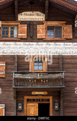 Gasthof Gotschna restaurant, 19th Century built 1841, in Serneus near Klosters in Graubunden region, Switzerland