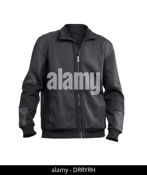 Fashionable dark gray mens jacket sweater isolated on white background Stock Photo