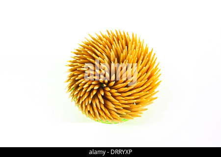 toothpicks in the glass cup with white background Stock Photo