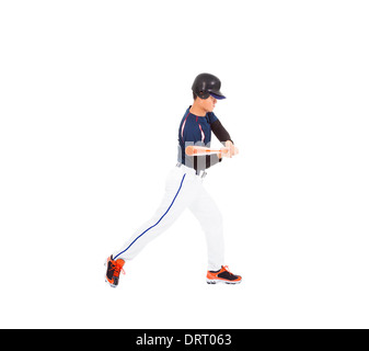 Baseball player with bat on the side. Stock Photo