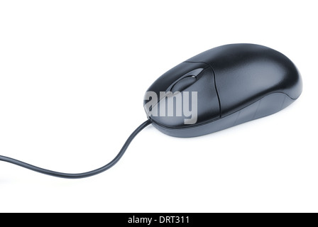Black computer mouse on a white background Stock Photo