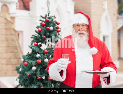Santa Claus With Milk And Cookies Stock Photo