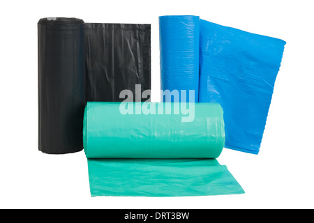 Premium Photo  Rolls of disposable trash bags isolated on white background