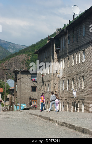 'Palates', Living Houses of the poor albanian people, Fushe Arrez, Albania Stock Photo