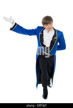 Actor in blue tail-coat. Stock Photo