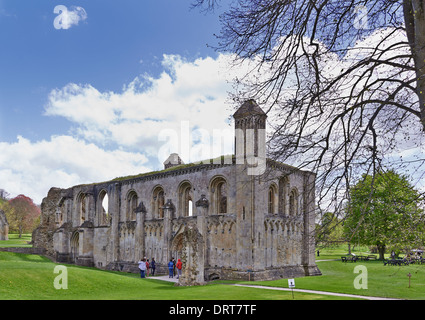Glastonbury Abbey was a monastery in Glastonbury, Somerset, England. The ruins are now a grade I listed building Stock Photo