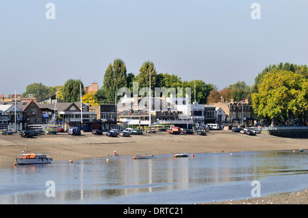 Putney boathouses and river front, London, United Kingdom Stock Photo
