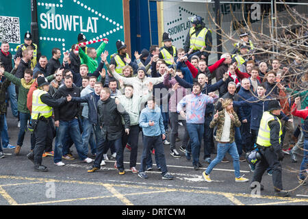 Sunderland supporters on derby match day at Newcastle Stock Photo