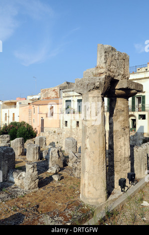 ruins of the ancient temple of Apollo in Ortigia, Siracusa, UNESCO World Heritage Site, in Sicily