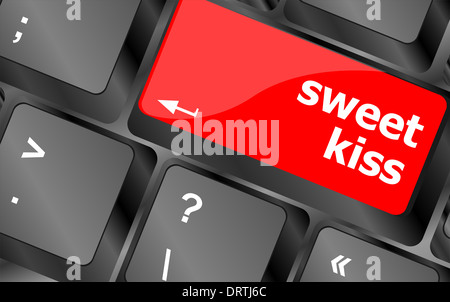 sweet kiss words showing romance and love on keyboard keys Stock Photo