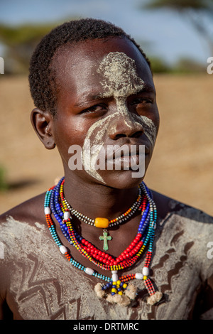 Boy From The Hamer Tribe Outside His Village, Near Turmi, Omo Valley, Ethiopia Stock Photo