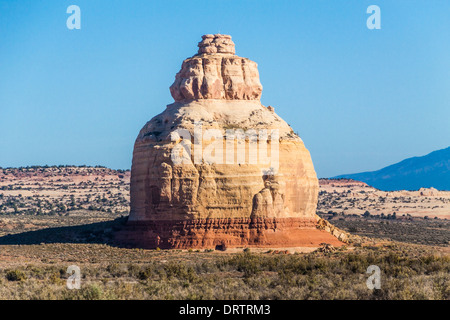 Church Rock, a solitary column of sandstone in southern Utah along the eastern side of U.S. Route 191 Stock Photo