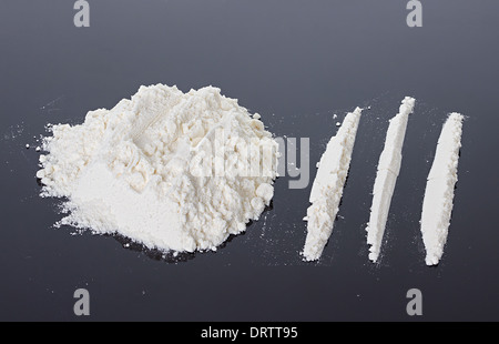 Cocaine on a black background Stock Photo