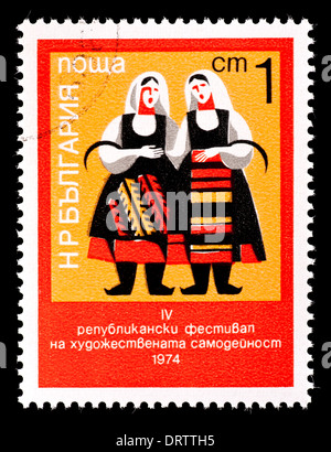 Postage stamp from  Bulgaria depicting folk singers (women in native costume) Stock Photo