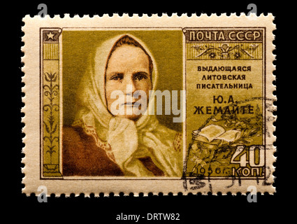 Postage stamp from the Soviet Union (USSR) depicting Julia A. Zemaite, Lithuanian writer. Stock Photo