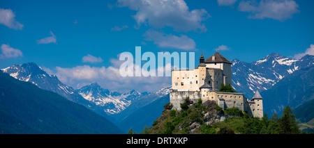 Tarasp Castle in the Lower Engadine Valley within the Swiss Alps, Switzerland Stock Photo