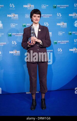 Brussels, Belgium. 2nd Feb, 2014. Pauline Etienne, winner for the best actress at the 4th Ceremony of the Magritte celebrating the best of the belgian movie industry. © Aurore Belot/NurPhoto/ZUMAPRESS.com/Alamy Live News Stock Photo