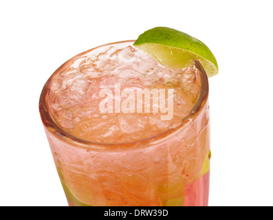 berry citrus cocktail closeup isolated on white background. Stock Photo