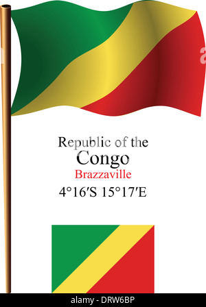 Congo Republic Flag Waving Vector Illustration on White Background ...