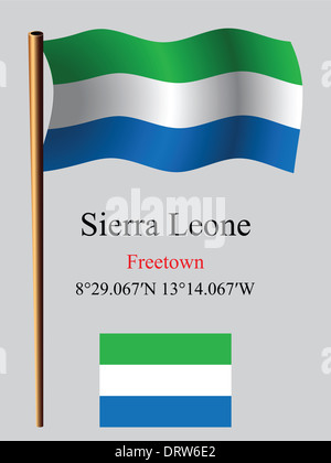 Sierra Leone Flag Waving Vector Illustration on White Background ...