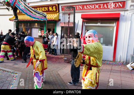 Liverpool, UK. 2nd Feb 2014. Chinese New Year celebrations have taken place in Liverpool on Sunday, February 2, 2013. Thousands lined the streets of China town in Liverpool city centre to mark the year of the Horse. Stock Photo