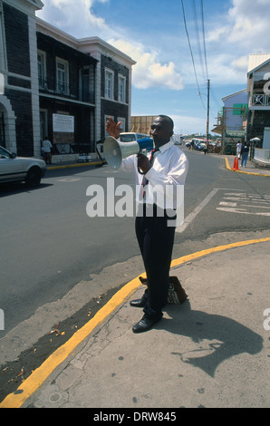 Basseterre St Kitts Preacher With Megaphone Stock Photo