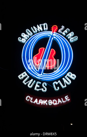 USA Mississippi Ms Miss Clarksdale Ground Zero Blues Club part owned by actor Morgan Freeman Stock Photo